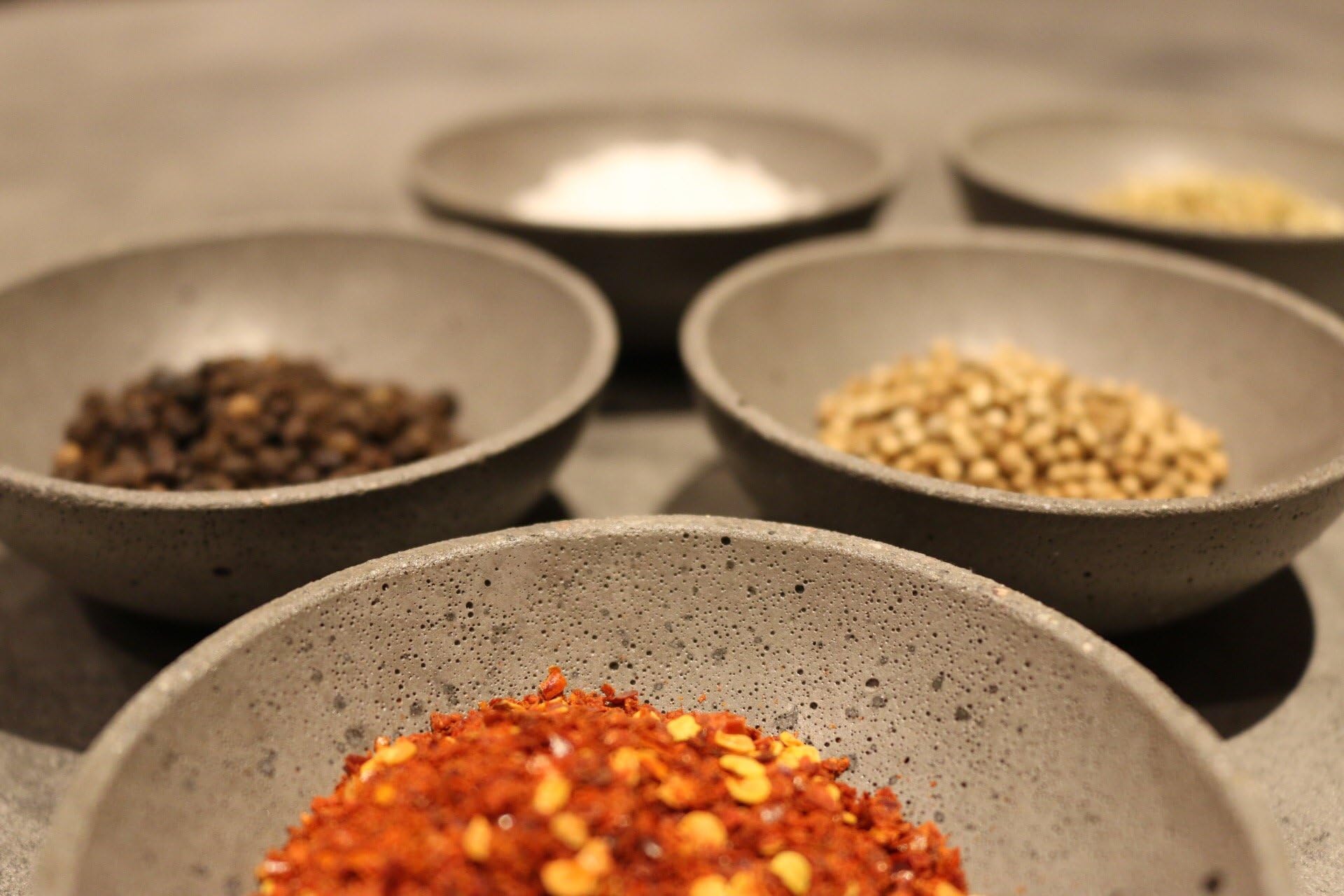 Concrete Spice Bowl Diameter Set of 5 by Deviga