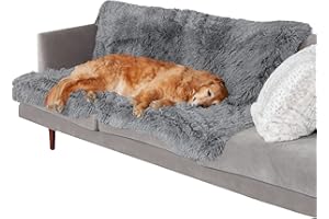 Furhaven XL Waterproof Calming Plush Long Faux Fur & Velvet Dog Blanket, Washable - Gray, Extra Large