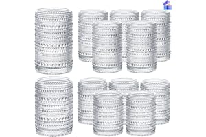 megarte Vintage Hobnail Drinking Glasses - Set of 12 Cocktail Glassware - 6 Pcs Jupiter Water Cups 14 oz & 6 Pcs Cute Beaded 