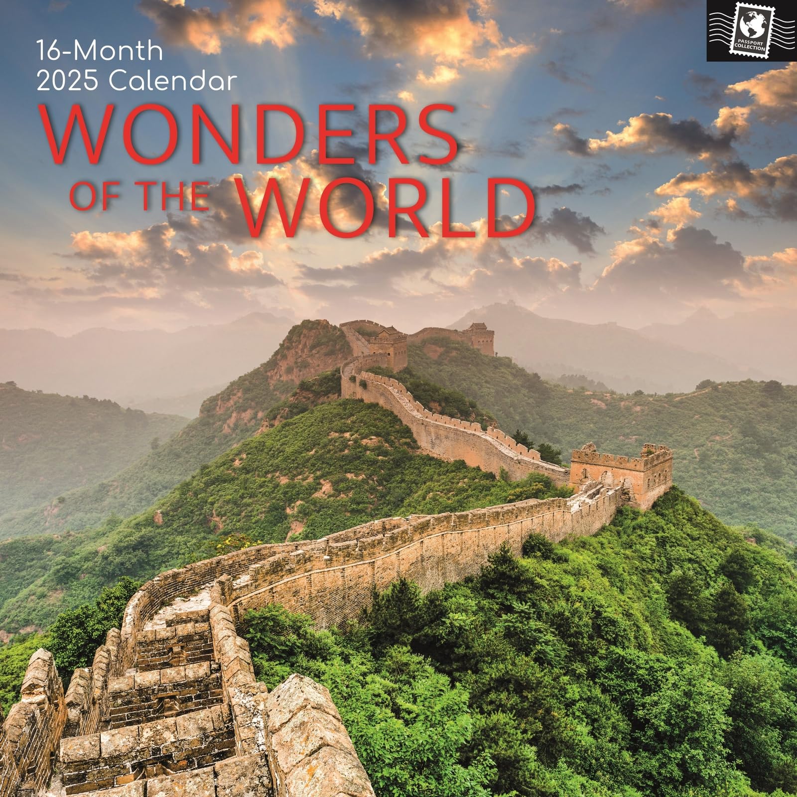 2025 Square Wall Calendar, Wonders of the World, 16-Month Passport Collection Theme with 180 Reminder Stickers (30 x 30 CM)