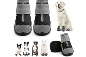 JZXOIVA Dog Shoes for Large Dogs, Medium Dog Boots & Paw Protectors for Hardwood Floors, Outdoor Dog Booties for Hot Pavement Winter Snow Hiking, Breathable Dog Shoes with Reflective Strips Size 8