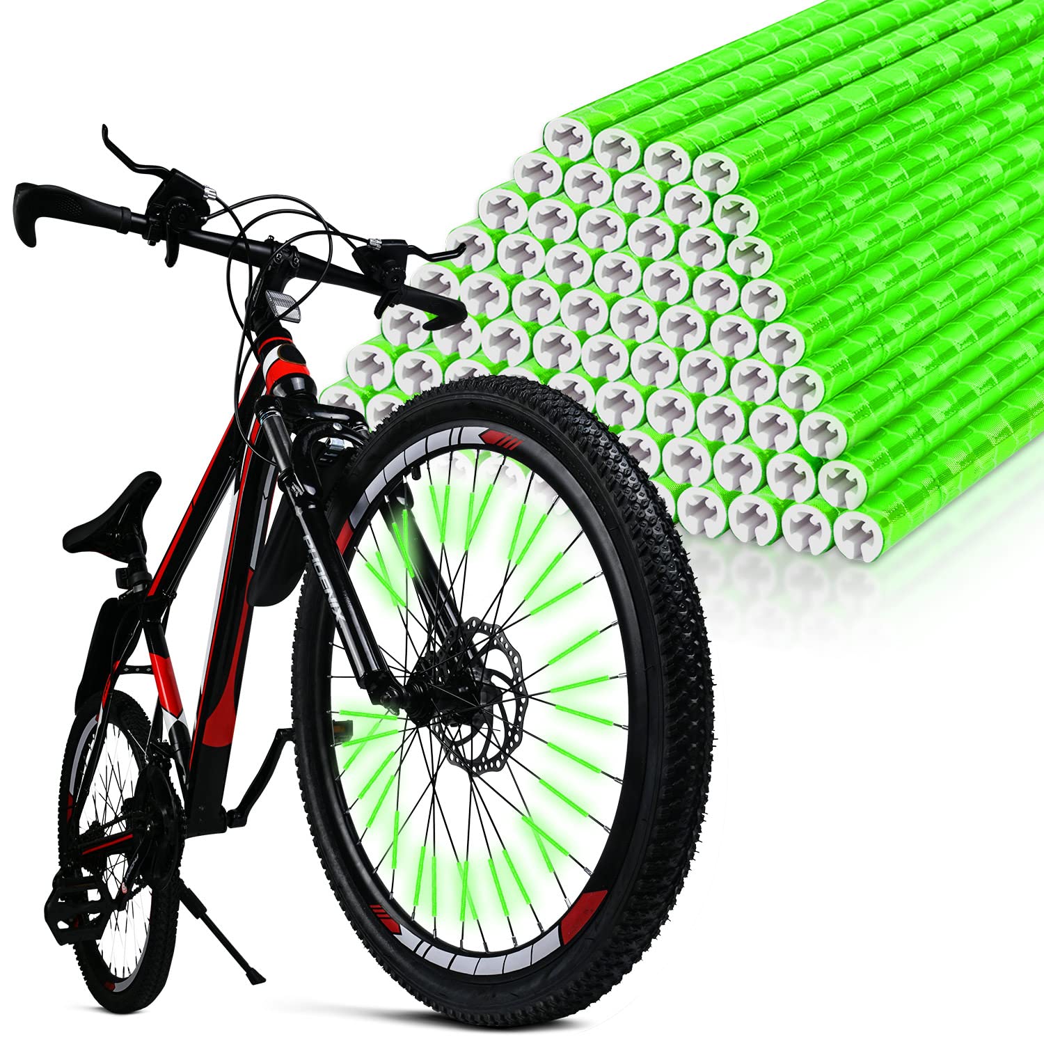 Cycling Reflectors, 96Pcs Bike Wheel Spoke Reflectors, Universal Bicycle Reflective Clips Warning Spoke Lights Covers - Fit for All Standard Bike - Easy Mount