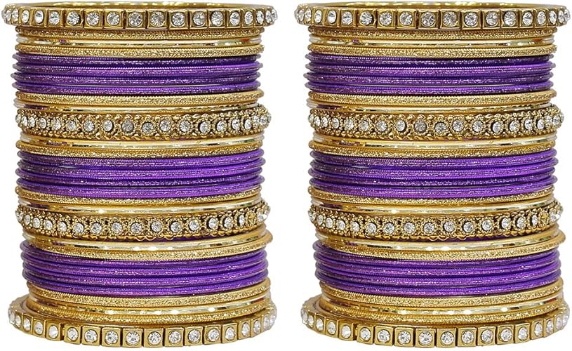 Amazon Much More 素晴らしいコレクション マルチカラー クリスタル バングルセット インディアン ジュエリー 女性用 バングル 通販