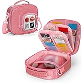 LoDrid Carrying Case Compatible with Yoto Mini (2024 Edition), Travel Storage Bag for Audio Player with Adjustable Shoulder Strap for Player Cards and Accessories, Pink, Bag Only