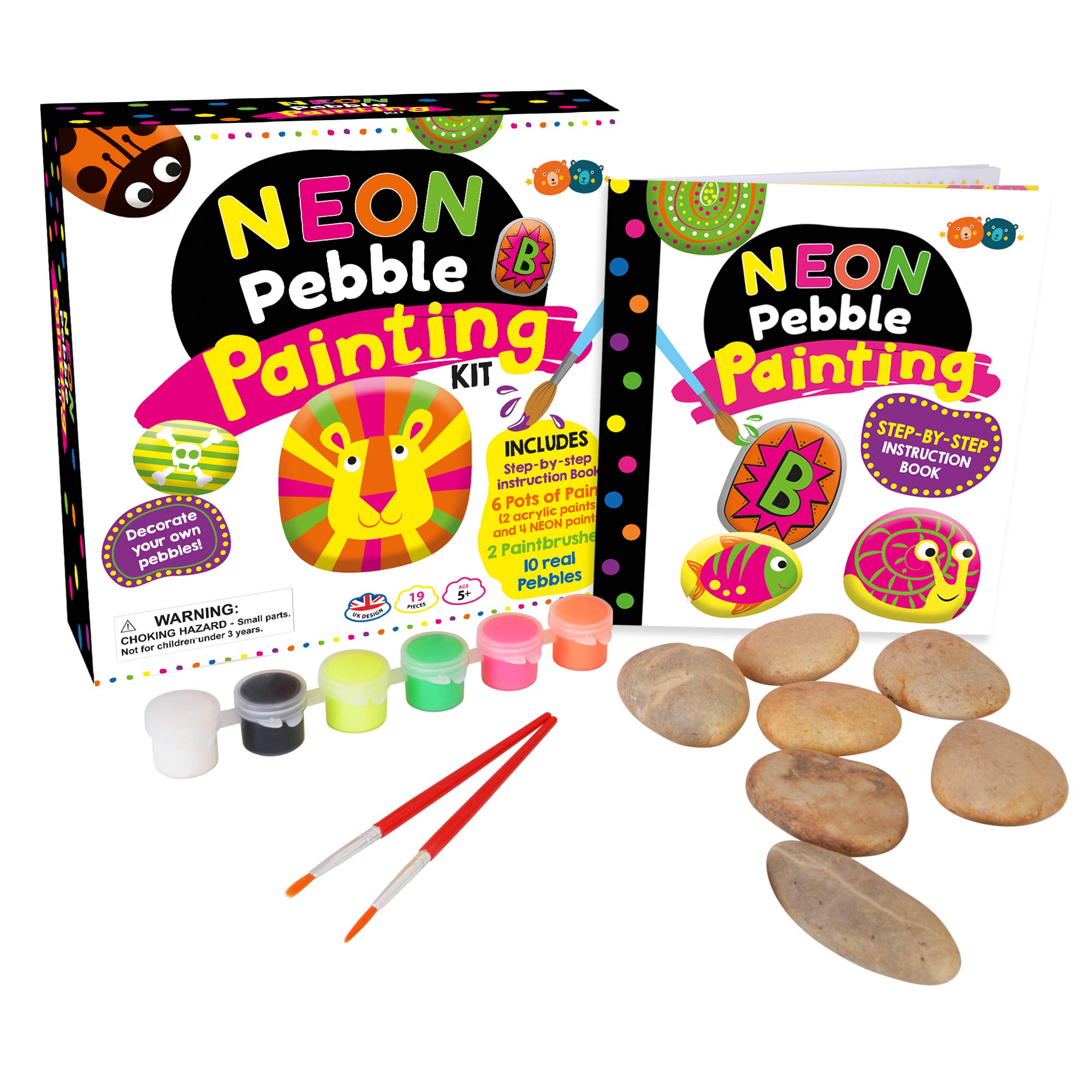 Barney & Buddy Neon Pebble Painting Kit