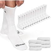 Bamboo Sports Premium Bamboo Rayon Crew Work Socks- Moisture Wicking, Odor Eliminating White Crew Socks for Men Size 6-8 - 6 Pair
