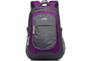 ProEtrade Backpack Bookbag for College Sturdy Travel Business Hiking Fit Laptop Up to 15.6 Inch Multi Compartment Gifts for Men Women Night Light Reflective (Purple A)