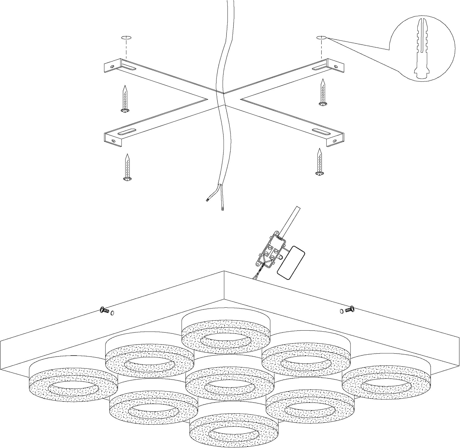 EGLO Fradelo LED Ceiling Light 9 Bulbs Modern Living Room Lamp Made of Metal and Plastic in Chrome, Crystal in Clear - Image 5