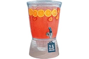 GRAXON Drink Dispenser for Parties (2.5 Gallon) Large Plastic Water Dispenser for Counter Tops, No Mess, Easy to Assemble & Wash, Up to 40 Drinks, For Drinks, Juice, Punch & Water (1 Pack)