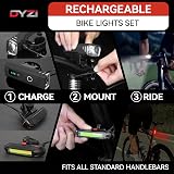 DYZI Bike Light Set USB Rechargeable Front & Back 4 Modes Daylight Sensor view 7