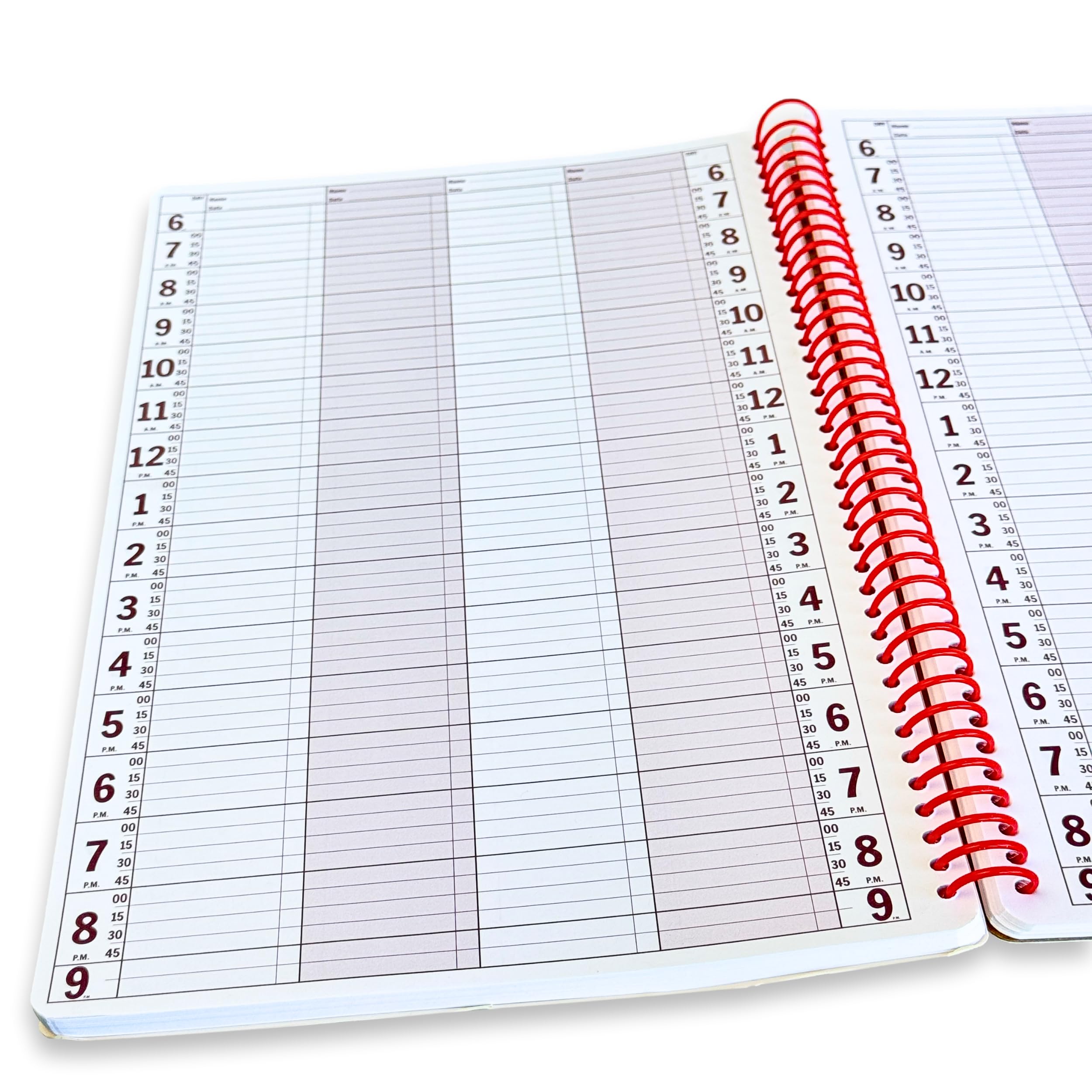 Portage Business Appointment Book and Daily Planner – Undated Appointment Book 22-23, Hourly Planner in 15 Minute Intervals, Durable With Extra Thick Cover, Spiral Bound With Rounded Pages – 20 x 35 cm, 4 Column, 200 Pages (100 Sheets)