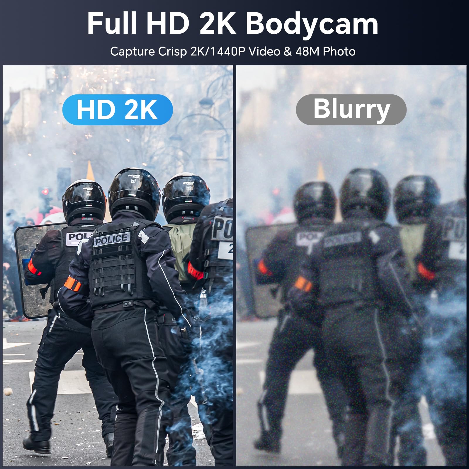 BOBLOV M5 2K Police Body Worn Camera, GPS Enabled &1440P Body Mounted Cam, 128G Body Cam Built-in 4200MAH Battery,12Hrs Record, IP67 Waterproof, Night Vision Law Enforcement with Car Suction Mount