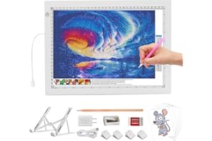 A4 LED Light Box for Tracing, elice Artist Drawing Lightbox Light Table Light Pad Light Copy Board, Up to 8000 Lux Super Bright Lightpad for Cricut Weeding Vinyl, Diamond Painting, Sketching (White)