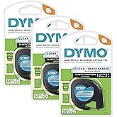 DYMO LT Labeling Tape for LetraTag Label Makers Black Print on Clear Labels 1/2" x 13-Foot Rolls 3 Count