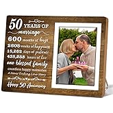 Itsoly 50th Anniversary Picture Frame – Wooden Photo Frame Gift for Couple, Parents, or Grandparents, Celebrating 50 Years of Marriage and Love Fits 4x6 Photo