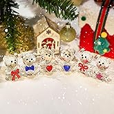 6-Piece Crystal Bear Figurine Set, 2.4" Handcrafted Glass Animal Sculpture Home Decor, Office Room Tabletop Display Collection Paperweight, Cute Valentines Day Gift for Bear Lovers Women Girl Birthday