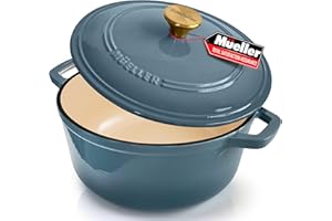 Cast Iron Pot Dutch Oven, Heavy-Duty, Oven-Safe up to 500° F & Across All Cooktops, Bread Pan with Lid & Knob, Cast Iron Cook