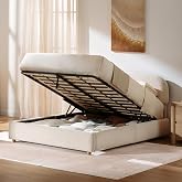 ModernMate Queen Lift Up Storage Bed Frame with Adjustable Headboard, Beige | Upholstered Bed Frame,OEKO-TEX Chenille Fabric, Hydraulic Lift Storage Bed, No Box Spring Needed, Wooden Slat,1000lbs Support
