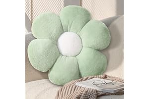KUCCO-PILLOW 17.7 Inch Sage Green Flower Pillow – Daisy Shaped Cute Decorative Throw Pillow, Soft Floral Seating Cushion Floor Pillows for Sofa, Bed, Chair & Room Decor