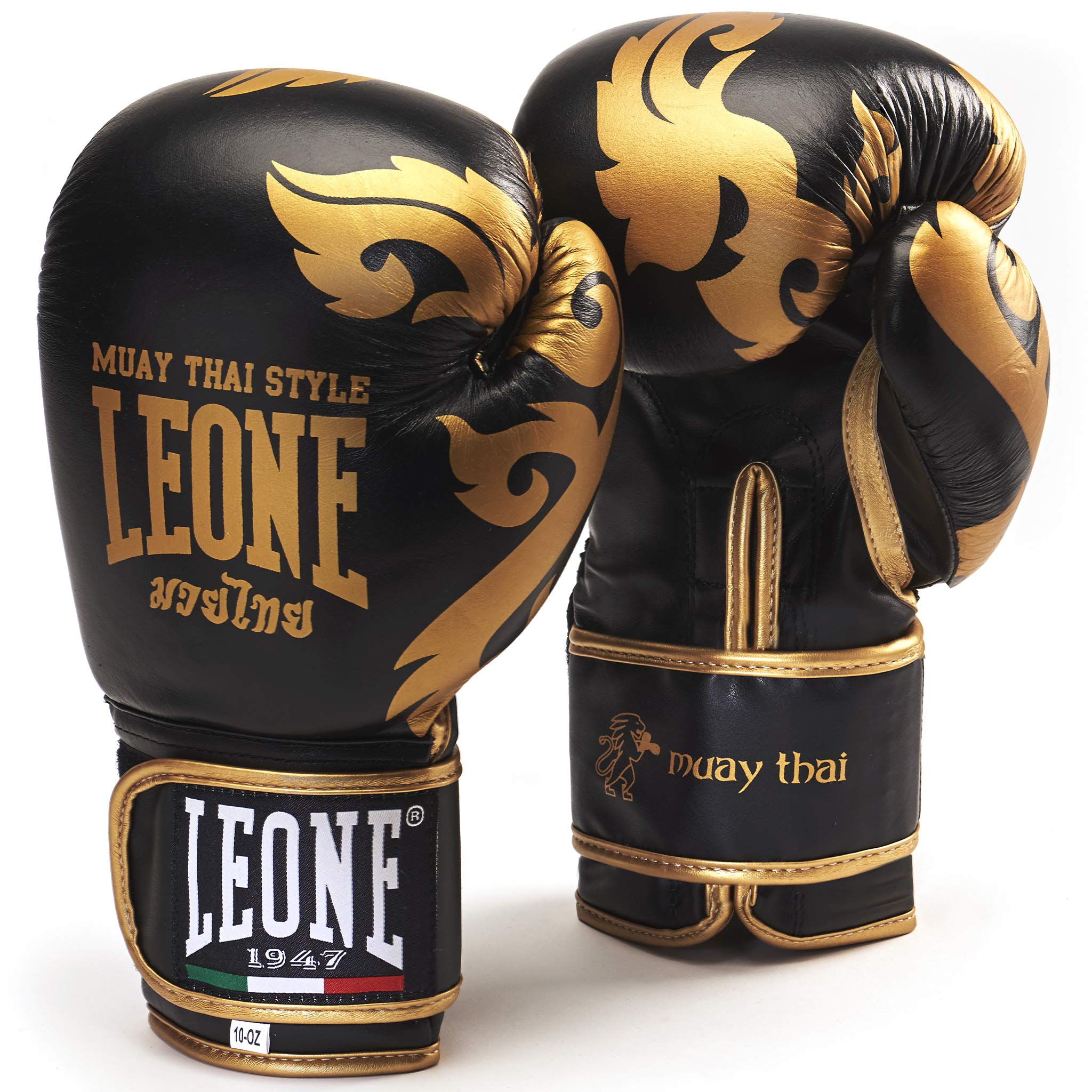 LEONE 1947 Muay Thai Gloves, Black, 10 oz