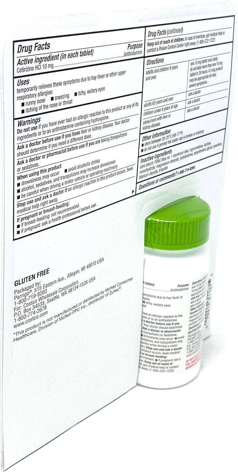 Kirkland Signature Aller-Tec Cetirizine Hydrochloride Tablets, 10 mg, 365 Count: Health & Personal Care