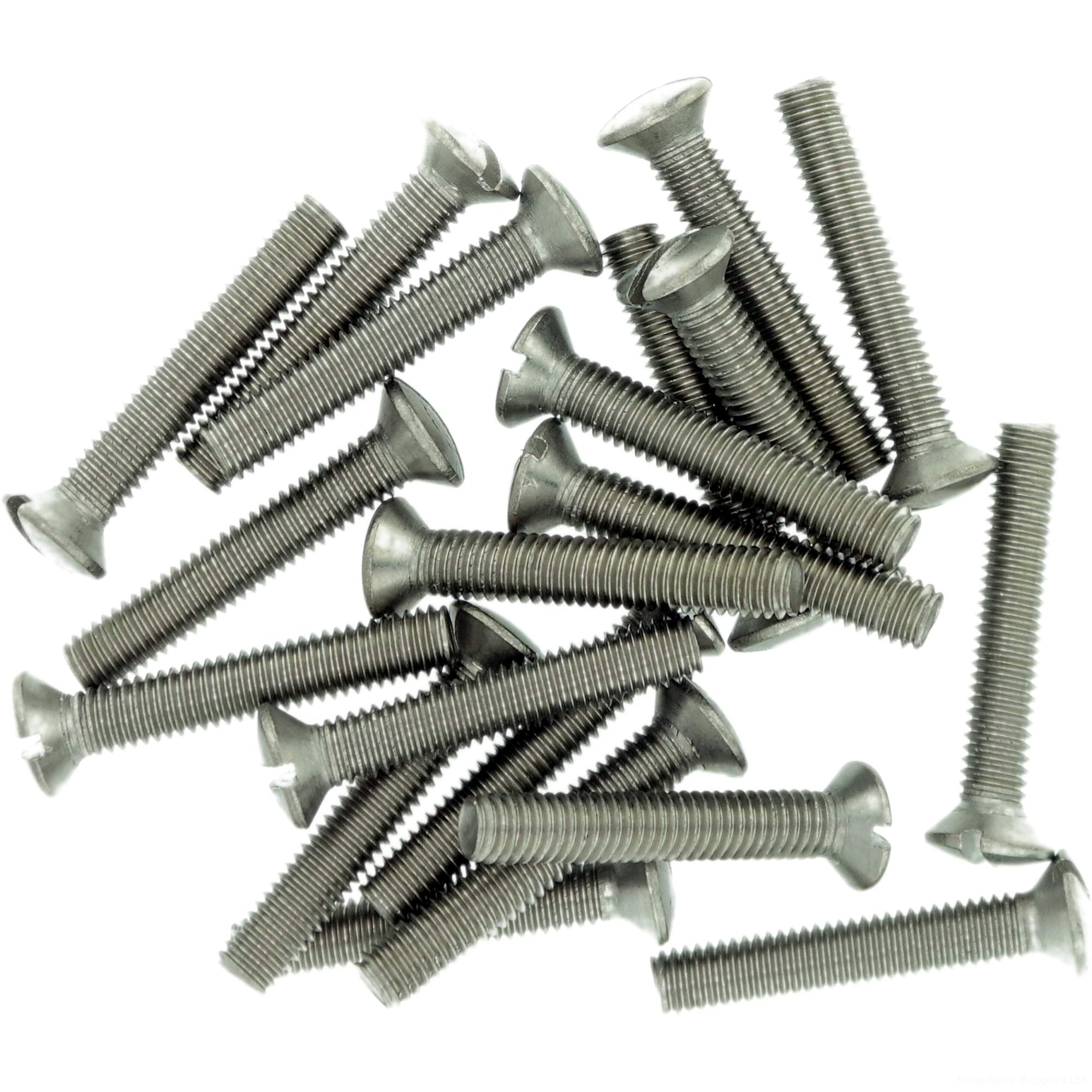 M6 (6mm x 12mm) Slot Raised Countersunk Machine Screw (Bolt) - Stainless Steel (A2) (Pack of 20)