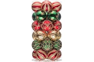 JORNOY Christmas Balls Ornaments, 30ct Shatterproof Xmas Tree Decorations, Hanging Bulbs Baubles Set with String for Holiday Home Party Decor, 2.36 inch/60mm, Red & Green & Gold