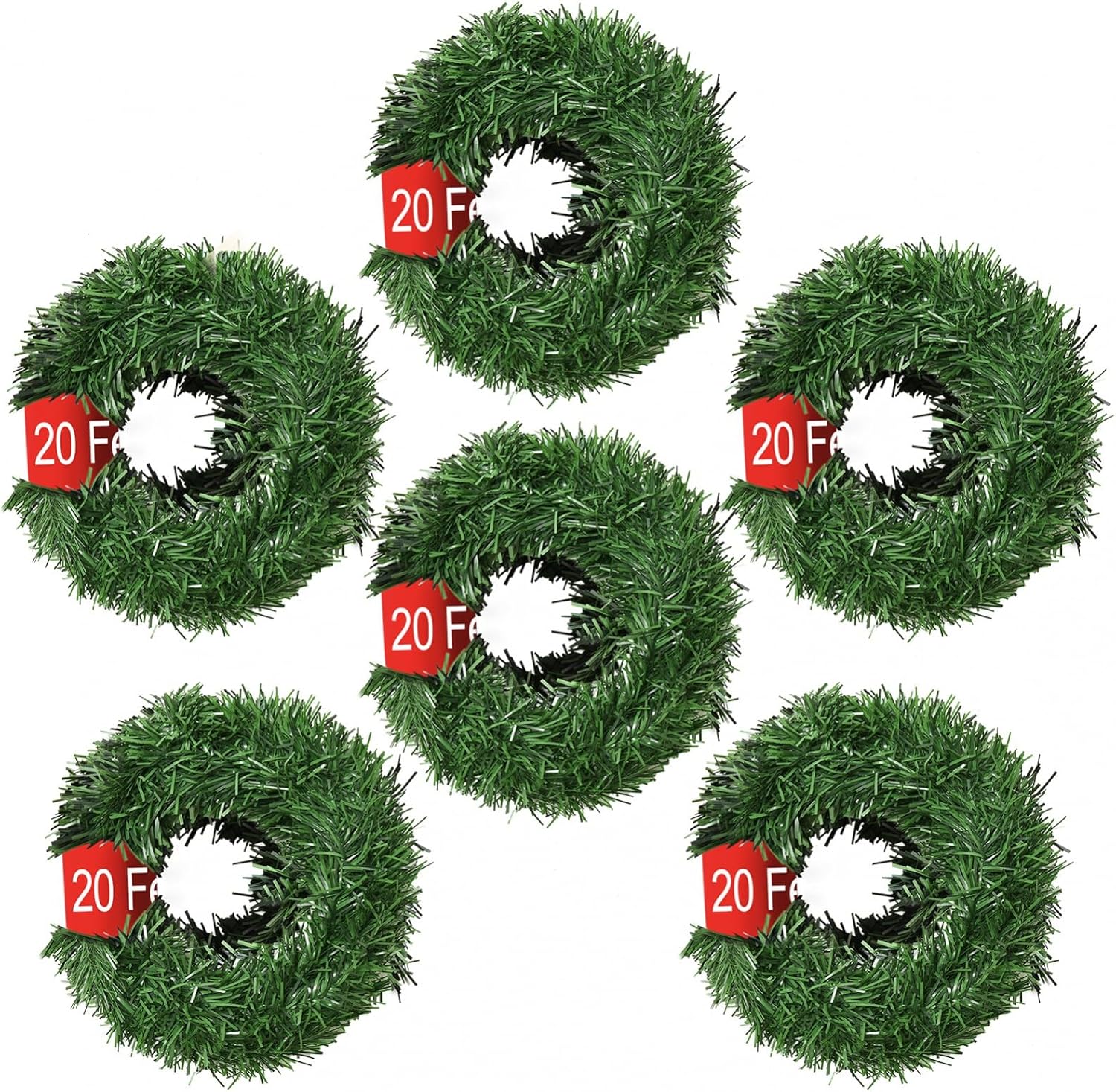 Wreaths, Garlands & Swags - Timoo 120 FT Christmas Garland Green Garland Christmas Greenery Garland, 6 Strands Pine Garland Outdoor Christmas Garland, Soft Garland Christmas Decorations for Stair Fireplace Outdoor Indoor