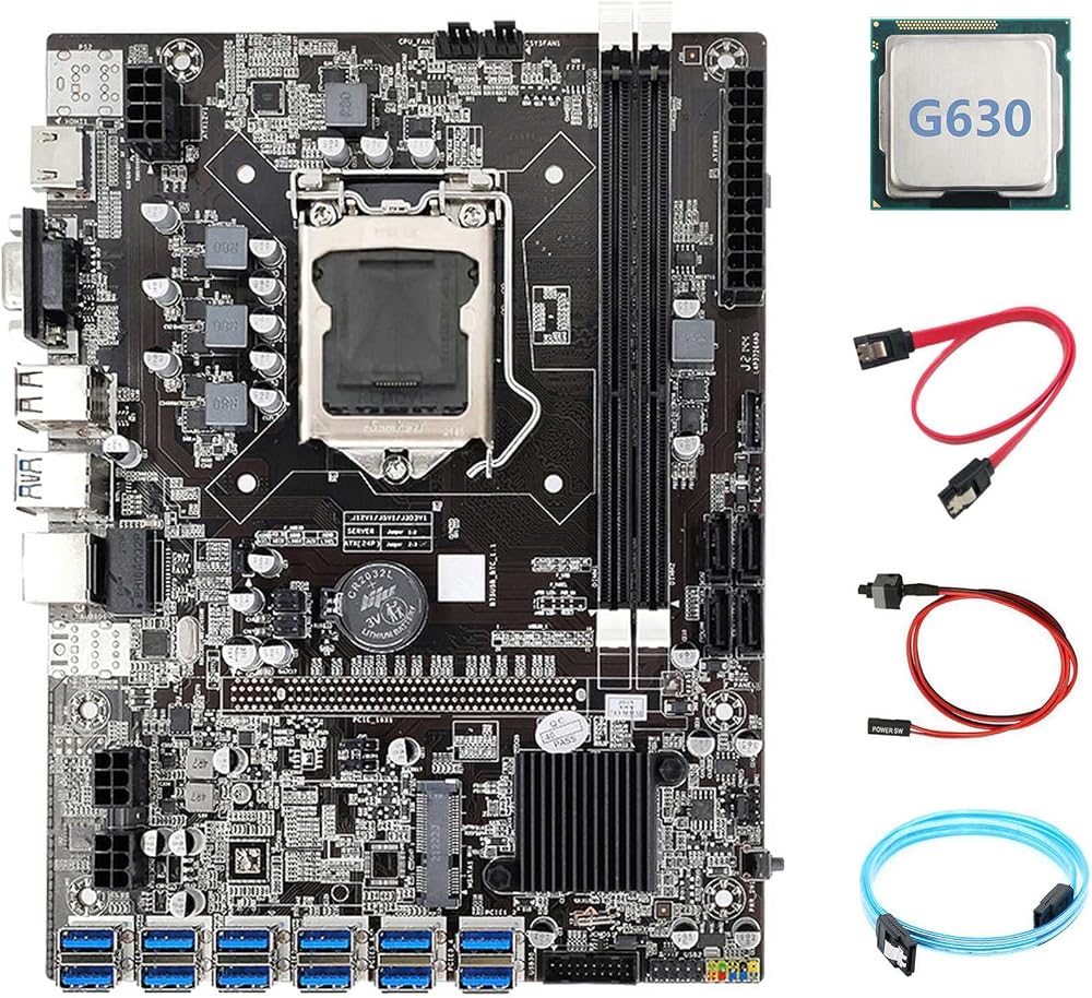 Lodokdre B75 ETH Motherboard 12 PCIE to USB G630 CPU SATA3 Serial Cable LGA1155