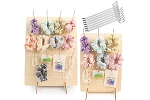 YLOLUL 2 Pcs Wooden Pegboard Display Stand with 20 Pcs Metal Hooks Retail Rack Keychain Display Stand for Jewelry Craft Shows, Selling, Tools, Peg Board Accessories Rack Organizer, 17" X 13",14" X 9.75"