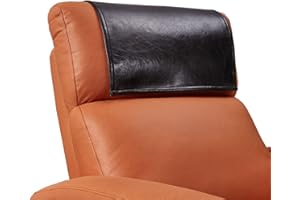Hittun Non Slip Recliner Headrest Protector Washable Faux Leather Headrest Covers for Recliner Chair Waterproof Couch Head Rest Covers for Sofa,Furniture,Office Chair,Theater Seat (Black)