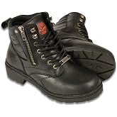 Milwaukee Leather MBL9320W Women's Black Premium Leather Wide-Width Lace-Up Motorcycle Rider Boots