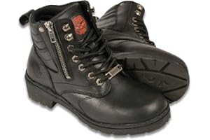 Milwaukee Leather MBL9320 Women's Premium Black Leather Lace-Up Motorycle Riding Boots with Side Zipper - 9