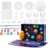 Pllieay 3D Solar System Model Kit, Solar System Kit with Display Box, 17 Mixed Sized Foam Balls, 12 Color Pigments, Brushes, Palette, Educational DIY Planet Toys for School Science Projects