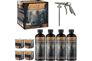 LAUCO Rintek Truck Bed Liner Kit Urethane Spray-On with Spray Gun, 1 Gallon Black Protective Coating Mix, Shake/Shoot Formula for Truck Beds, Trailers, Bumpers and Metal Surfaces, Durable Textured Finish