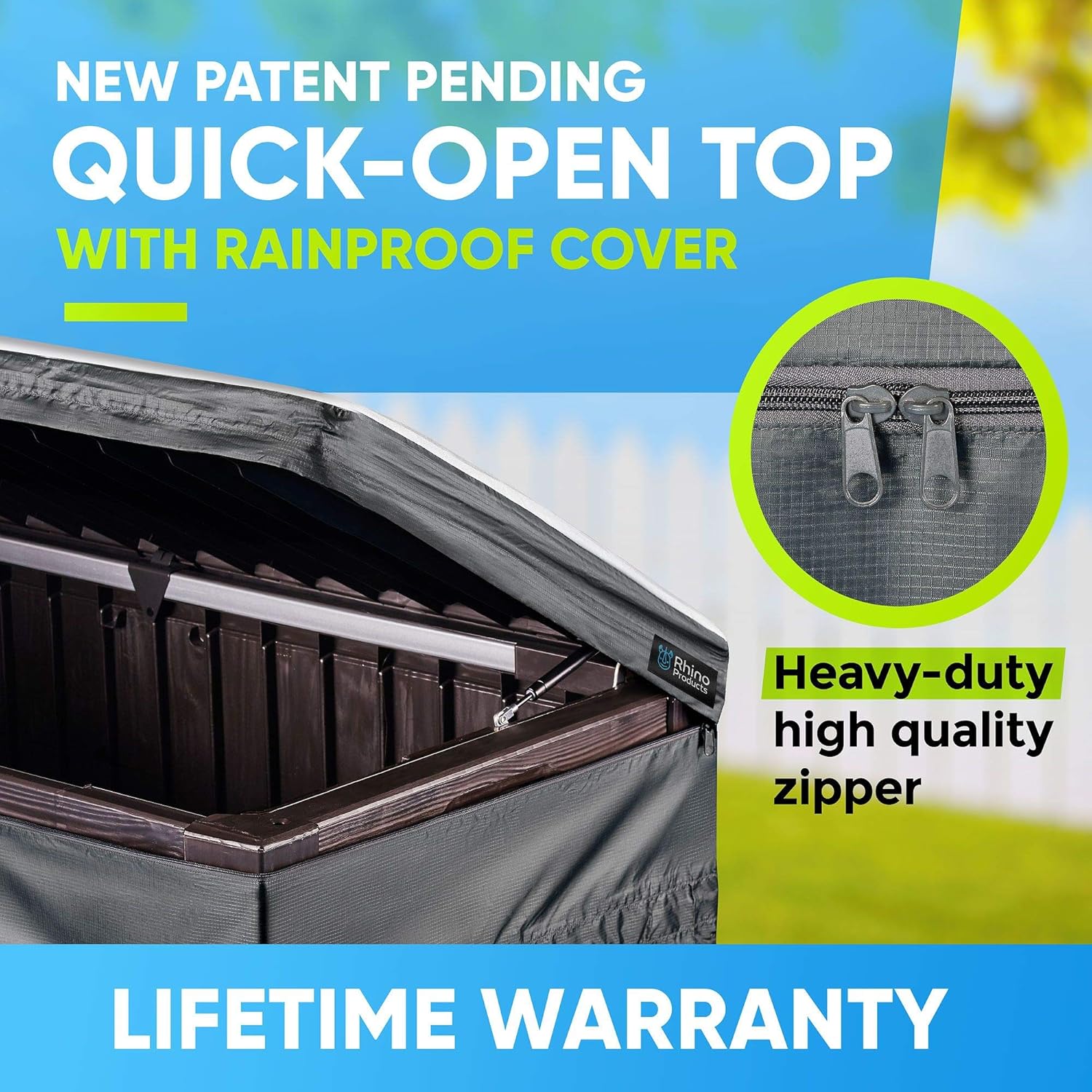 Bag Mate Deck Box Cover - L: 62" W:30" H:28"- Waterproof Quick Open Cover Top with Zipper - Best Fit for Keter Deck Boxes: Westwood, Rockwood, Brightwood, Sumatra and Lifetime 130gal - PVC-Coated: Home & Kitchen