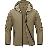MAGCOMSEN Men's Waterproof Fleece Lined Rain Jacket Lightweight Softshell Raincoat with Hood Winter Hiking Windbreaker