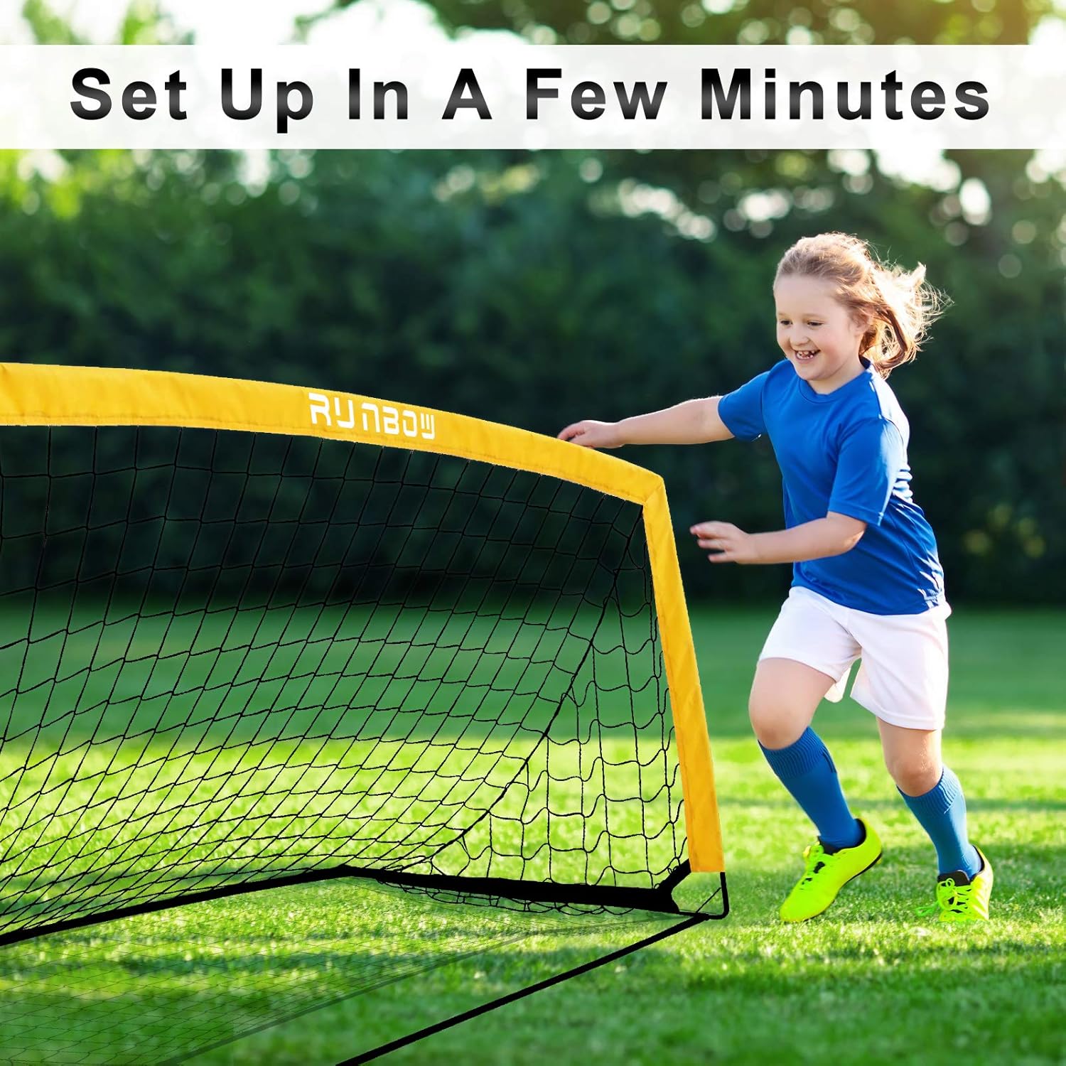 RUNBOW 6'6''X 3'3'' Portable Kids Soccer Goals for Backyard Practice Soccer Nets with Carry Bag, 1 Pack (Yellow, 6'6''X 3'3'') : Sports & Outdoors