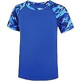 Roadbox Boy's UPF 50+ Rash Guard Swim Shirt, Short Sleeve Water Surf Fishing Sun Shirts, Kids Youth UV Protection Rashguard