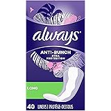 Always Anti-Bunch Xtra Protection Daily Liners Long Unscented, Anti Bunch Helps You Feel Comfortable, 40 Count