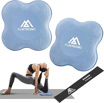 flintronic Yoga Knee Pad 2PCS Non-Slip TPE Mat for Knees Elbows Ankles Blue