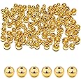 MAPOIEU 260pcs 18K Gold Filled Spacer Round Beads,Seamless Smooth Metal Round Beads,Gold Filled Solid Brass Beads for DIY Bracelet Necklace Earring Jewelry Making (4MM)