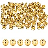 MAPOIEU 600pcs 18K Gold Filled Spacer Round Beads,Seamless Smooth Metal Round Beads,Gold Filled Solid Brass Beads for DIY Bracelet Necklace Earring Jewelry Making (2MM)