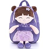 Gloveleya Back to School Gifts for Girls Kids Backpack Toddler Backpack Soft Plush Asian Girl Doll Backpacks Purple 9"