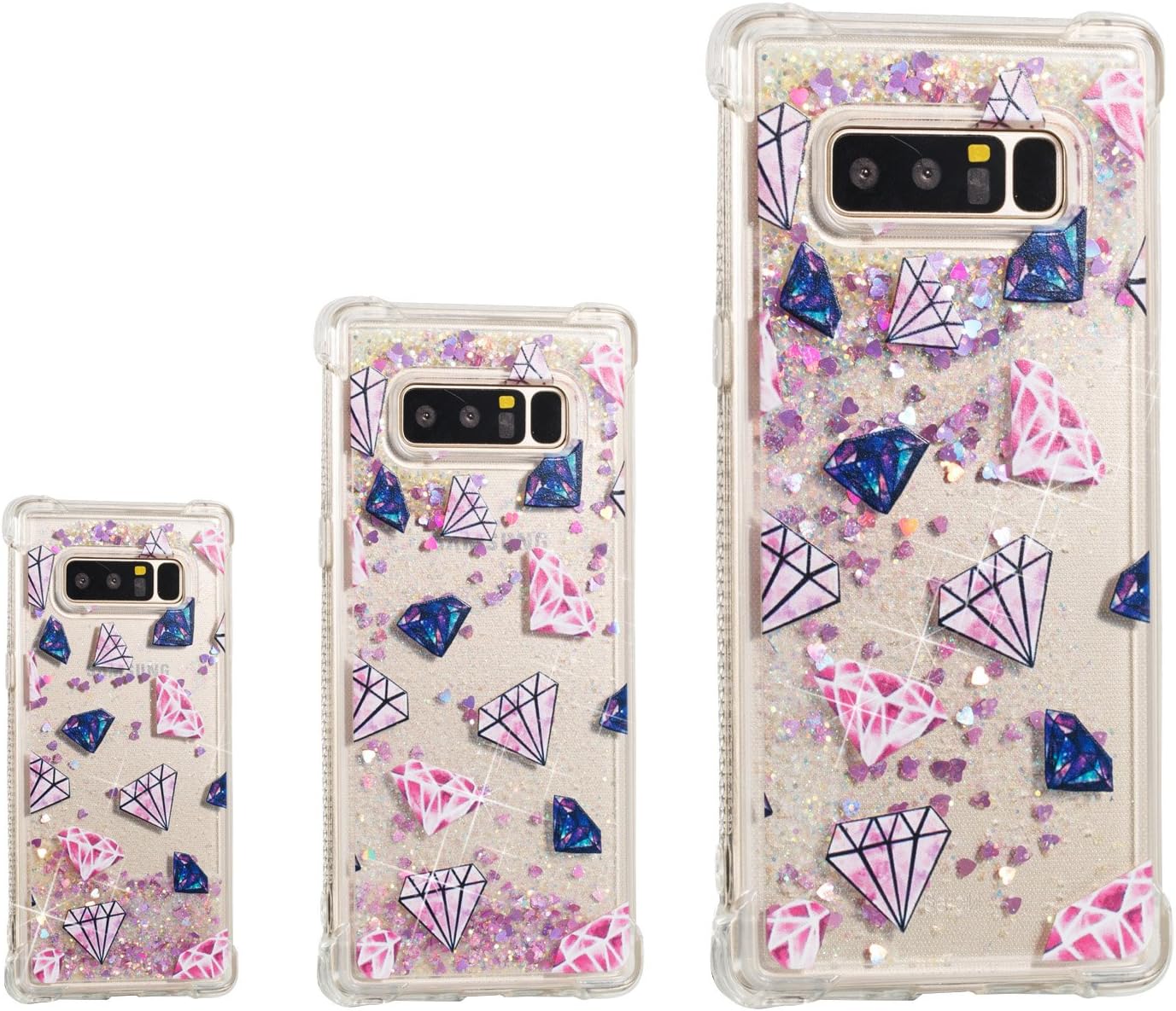 Samsung Note 8 Case,[KAIFX]Sand Flowing Glitter Liquid Bling Sparkle Shockproof TPU Skin Cute Ultra Slim-Fit Protective Soft Bumper Painting Cover for Galaxy Note8 (Crystal blocks)