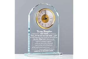 MOVDYKA Daughter Gifts from Mom Dad - Personalized Crystal Clock Gifts for Daughter Best Graduation Birthday Mothers Fathers Day Valentines Day Gifts Ideas to My Adult Grown Daughter