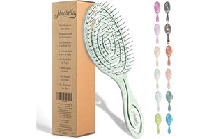 Ninabella Detangle Hair Brush for Women & Men - Does not Pull - Straightening Brushes for Straight & Curly Hair - Unique Spiral Detangling Hairbrush - Green