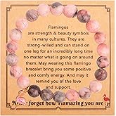 Flamingo Inspirational Bracelet for Women - Healing Natural Stone Crystal Beaded Stretch Bracelet, Pink Zebra Elastic "Never Forget How Flamazing You Are" Gift with Card & Bag, Birthday Gifts for Her