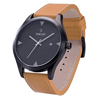 Amazon.com: Brushed Black & Mustard Brown Mens Stainless ...