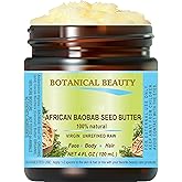 Botanical Beauty BAOBAB OIL BUTTER. 100% Natural RAW VIRGIN UNREFINED Cold Pressed for Face, Skin, Damaged Hair, Lips, Nails 4 Fl. oz. - 120 ml. Rich in Vitamin C
